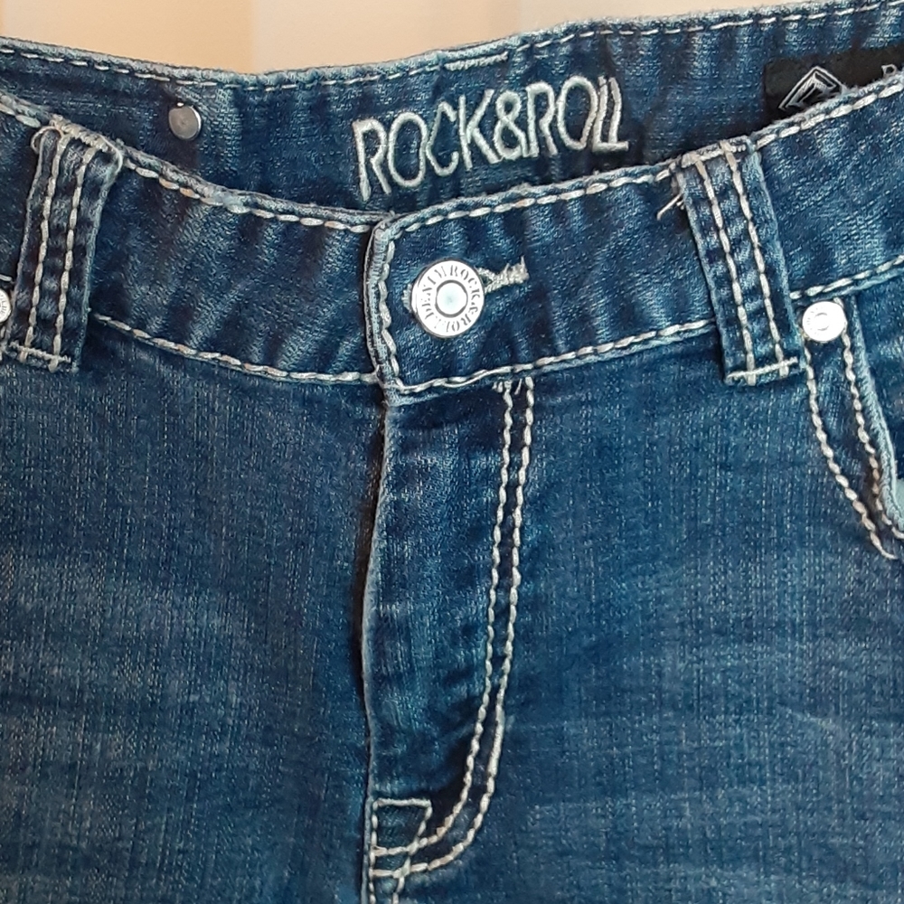 ROCK & ROLL Womens Jeans Boyfriend  Stamp 29/34 Cowgirl Detailed Pockets Fancy